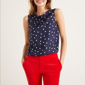 Boden Adriana Top Navy polka dot blouse